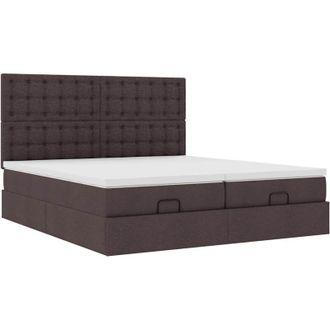 vidaXL Estructura Cama Otomana Colchones Tela Marr&oacute;n Oscuro 180x200cm Vidaxl