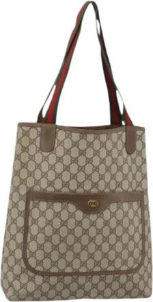 Gucci Pre-owned Vintage GG Canvas Tote - Dames - Vintage Shopper - Beige - ONE Size - Leer - Vintage