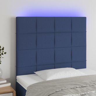 vidaXL Cabecero Con Luces Led Tela Azul 100x5x118/128 Cm Vidaxl