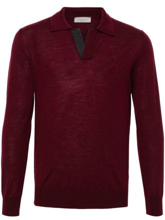 Canali merino wool polo shirt - Red
