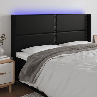vidaXL Cabecero Con Led Cuero Sint&eacute;tico Negro 203x16x118/128 Cm Vidaxl