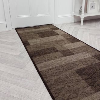 Runrug Hallway Runner Rug - Non-Slip, Hardwearing, 5.4mm - Icona in Dark Brown | Size: 80 cm x 330 cm