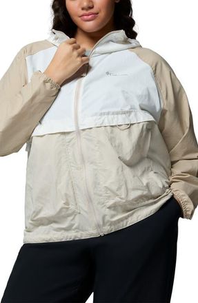 Columbia Spire Valley Water Repellent Windbreaker in Dark Stone/Sea Salt/Fossil at Nordstrom, Size 3X