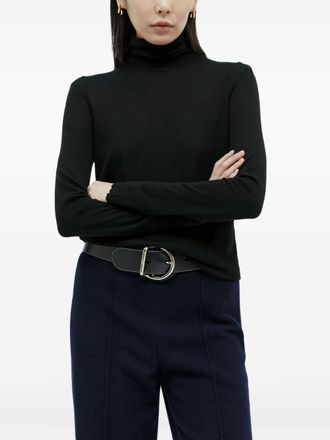 Chlo&eacute; circular-buckle leather belt - women - Calf Leather - M - Black