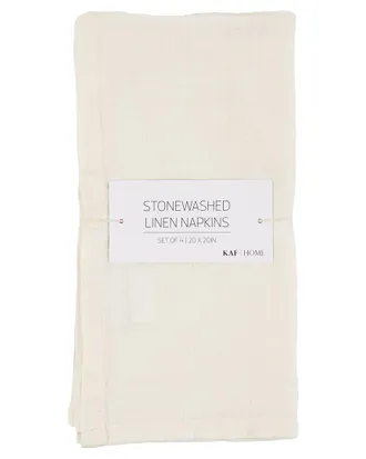 KAF Home Kaf Home Set Of 4 Stonewashed Linen Napkins