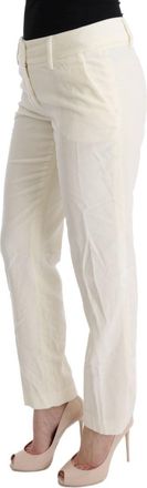 Ermanno Scervino Womens White Cotton Regular Fit Casual Pants
