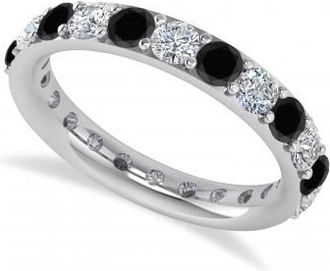 Allurez Black & White Diamond Eternity Wedding Band 14k White Gold (2.00ct)