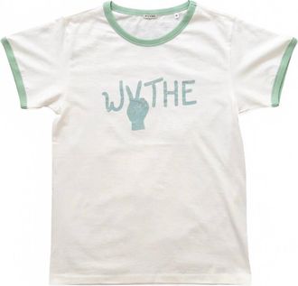 Wythe Mens Peace Ringer Printed Tee In Celadon