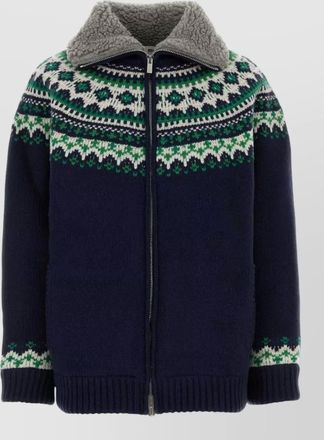 Miu Miu wool oversized cardigan high collar patterned