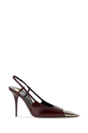 Saint Laurent Womens Burgundy Leather Jeanne Pumps Vintagebordeauxvin Scarpe Con Tacco High Heel Shoes