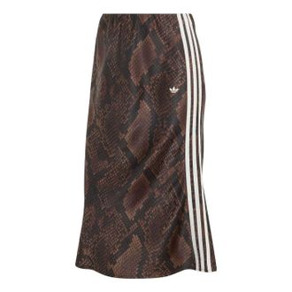 adidas (WMNS) adidas Snake Print Satin Skirt Asia Sizing Earth Strata Aurora Coffee KX1893