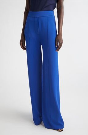 St. John Katie Roma Crepe Knit Wide Leg Pants in Cobalt at Nordstrom, Size X-Small