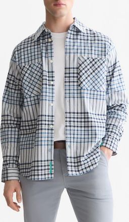 Scotch & Soda Relaxed Fit Checked Flannel Shirt in Grey Dawn Check at Nordstrom, Size Xx-Large