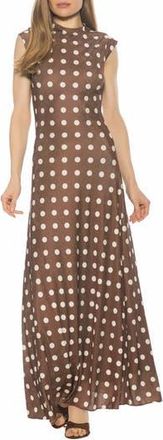 Alexia Admor Nalani Mock Neck Maxi Dress in Brown Polka at Nordstrom Rack, Size X-Large