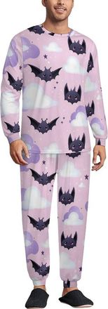 Generic Bats Gothic Mens Pajama Set Long Sleeve Top Long Pants Sets Soft Sleepwear Loungewear S