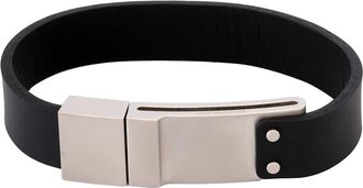 Montblanc Montblanc Stainless Steel Leather Bracelets, Size Small
