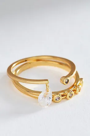 Anthropologie Stacked Adjustable Rings, Set of 2