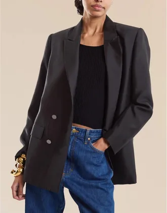 Cynthia Rowley Silk Wool Double Breasted Blazer