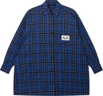 ALIX The Label ALIX The Label - Vestido Camisero de Cuadros con Tachuelas - Dresses - Mujer - Azul - S