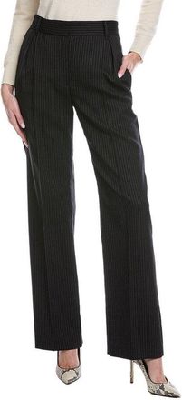 Brunello Cucinelli Womens Blue Wool Pinstripe Trousers, Size 48