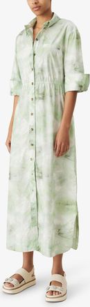 Ganni Green Printed Cotton Poplin Shirt Dress - Size 32