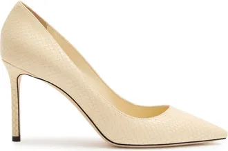 Jimmy Choo London Romy 85 Python-effect Leather Pumps - Ivory - 41 (IT41 / UK8)