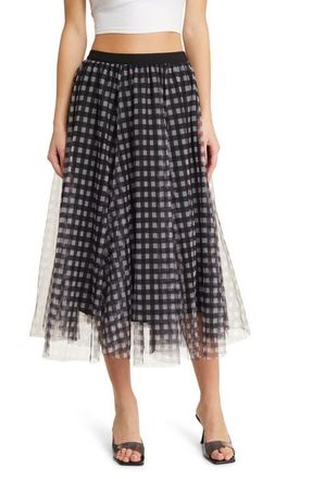 Nikki Lund Peggy Check Mesh Skirt in Black at Nordstrom, Size X-Large