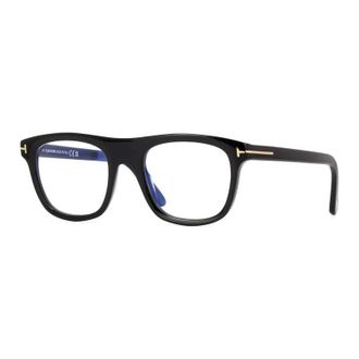 Tom Ford Eyeglasses Square Full Rim, Shiny Black Frame And Clear Blue Light Block Lens Ft5939-B001