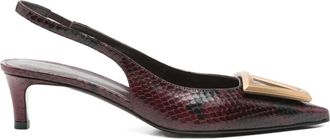 Roberto Festa Milano 45 mm leren slingback muiltjes met slangen-reliëf - Rood