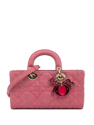 Dior 2022 Medium Denim Macrocannage Lady D Joy satchel - women - Denim - One Size - Pink