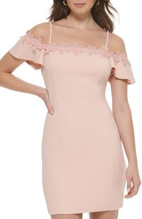 Kensie Off-the-Shoulder Scuba Crepe Dress in Blush at Nordstrom Rack, Size 10