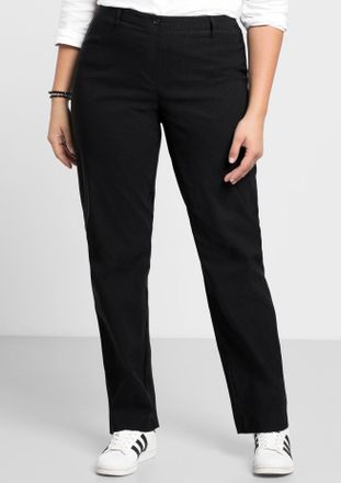 Sheego Webhose SHEEGO, Damen, Gr. 100, Langgr&ouml;ssen, schwarz, 70% Viskose, 25% Polyamid, 5% Elasthan, unifarben, Hosen Webhose