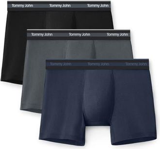 Tommy John 3-Pack Comfort Micro 4-Inch Boxer Briefs in Black/Turbulence Dress Blues at Nordstrom, Size X-Large