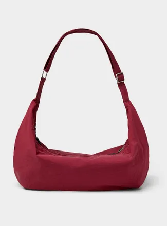 Simons Womens XL crinkled fabric half-moon bag