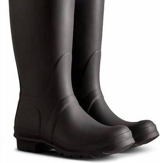Hunter Womens Original Tall Colour Block Boot In Black/tempered Mauve