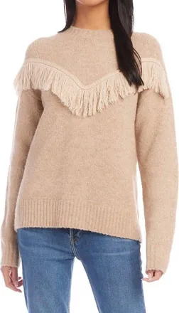 Fifteen Twenty Fringe Sweater In Camel