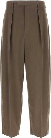 Ferragamo Mens Mud Stretch Cotton Wide-leg Pant - Grey - Size EU 46 (Mens)