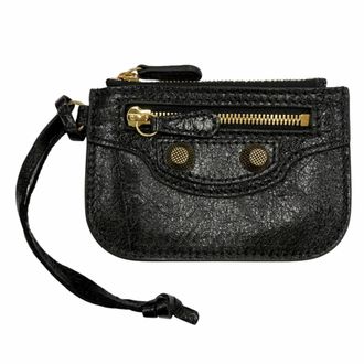 Balenciaga Black Leather Coin Purse/Coin Case (Pre-Owned)