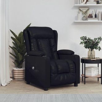 vidaXL Sill&oacute;n Reclinable El&eacute;ctrico De Cuero Sint&eacute;tico Negro Vidaxl