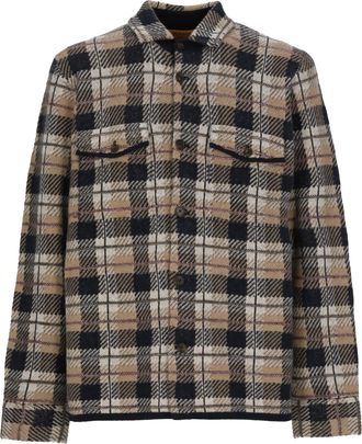 Guest In Residence Beige/Black Checkered Pocket Cashmere Casual Shirt