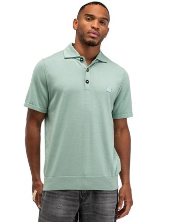 Butcher of Blue Korte mouw polo Butcher of Blue turquoise 3-knoops