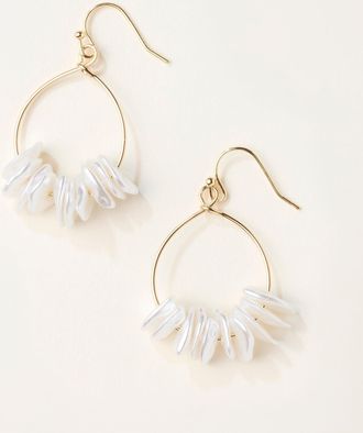 Fat Face FatFace Gold Tone Faux Shell Hoop Earrings