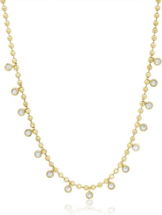 The Lovery Beaded CZ Dangle Necklace 14K Gold Plated Sterling Silver