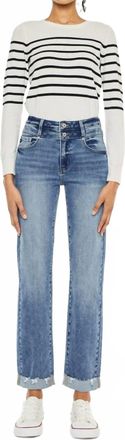 Kancan Kiana High Rise Slim Straight Jeans In Blue