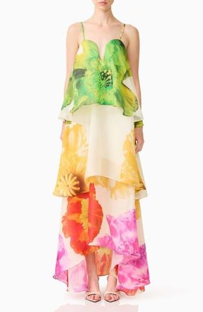 Elliatt Lilia Floral Tiered High-Low Gown in Floral Multi at Nordstrom, Size Xx-Small