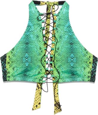 Noire Swimwear Top bikini con stampa - Verde