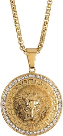 HMY Jewelry Pave Lion Head Pendant Necklace in Yellow at Nordstrom Rack