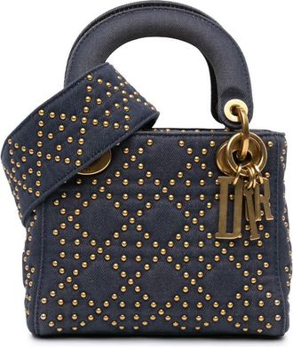 Dior Pre-owned Dior Mini Denim Cannage Studded Supple Lady Dior 01-BO-1117