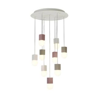 Netlighting Galaxia Pendant Square White Grey Red Cement 9 Light E27 White Base