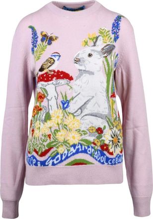 Dolce & Gabbana Pullover met ronde hals - Dames - Ronde hals truien - Roze - XL - Wol - Truien & Vesten